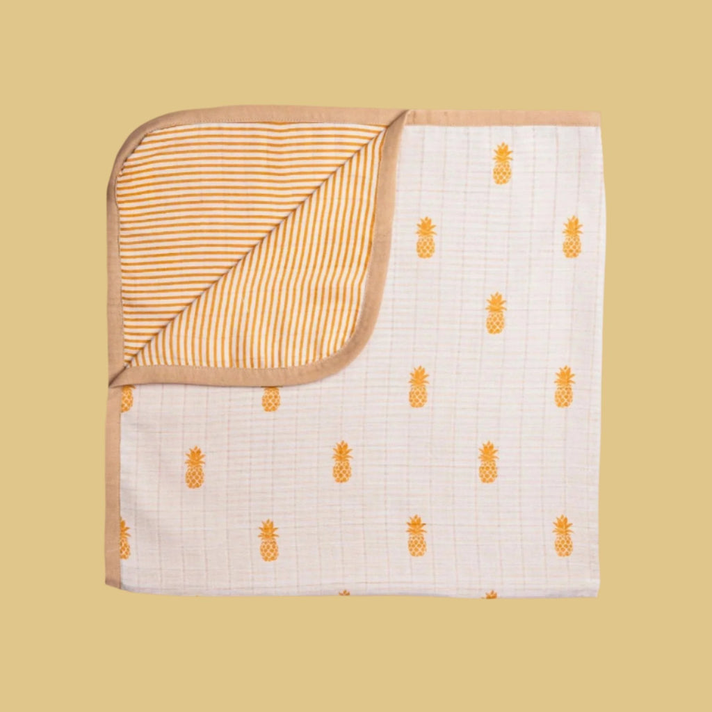 Organic Muslin Stroller Blanket - Pineapple Bliss