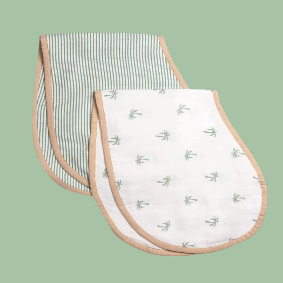 Organic Muslin Burp Cloth & Bib (Pack of 2) - Palm