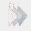 Organic Muslin Washcloths (Set of 3) - Sea Breeze