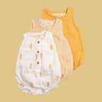 Pannolino gallery: Pineapple Bliss | Organic Muslin Baby Romper (Pack of 3)