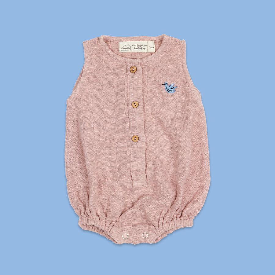 Pannolino gallery: Old Rose | Organic Muslin Baby Romper