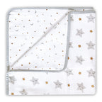 Organic Muslin Stroller Blanket - Sleepy Star (Metallic)