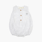 Organic Muslin Baby Romper - Grey Stripe
