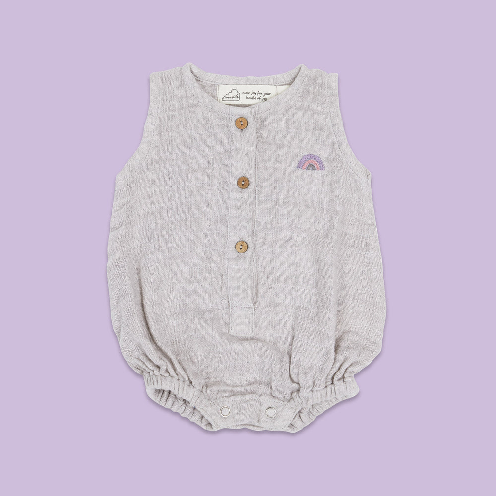 Organic Muslin Baby Romper - Grey