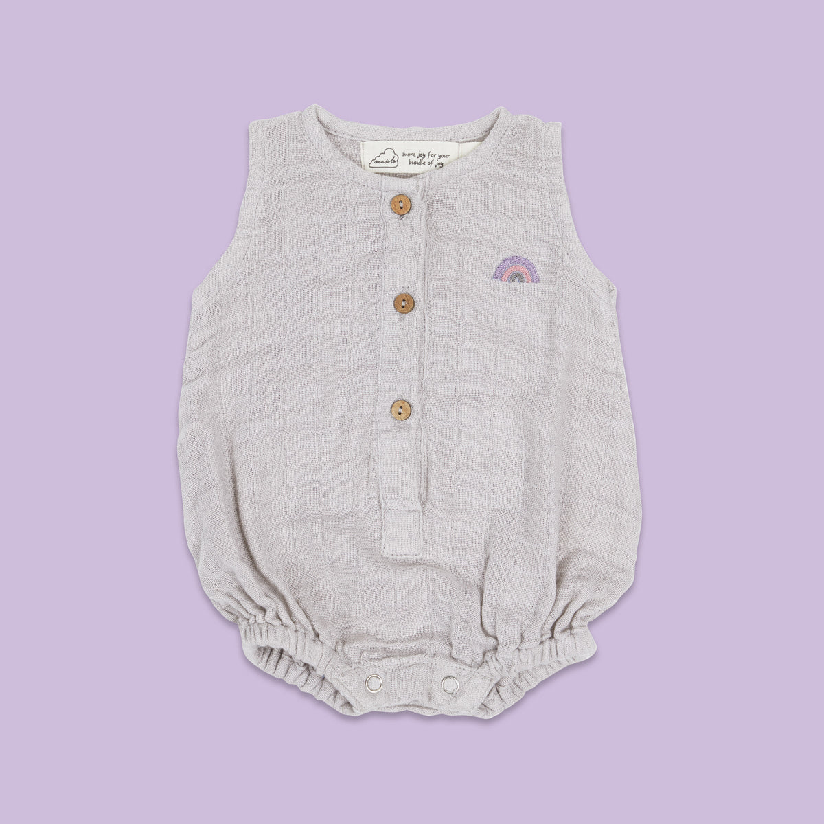 Organic Muslin Baby Romper - Grey