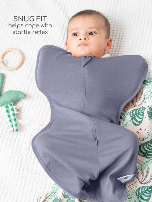 Knitted Bamboo Cotton Arms Up Swaddle Sleeping Pod for Baby - Granite