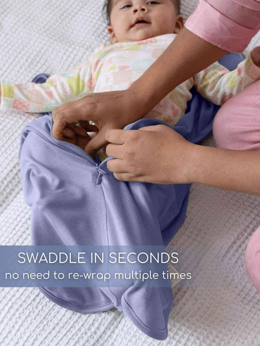 Knitted Bamboo Cotton Arms Up Swaddle Sleeping Pod for Baby - Granite