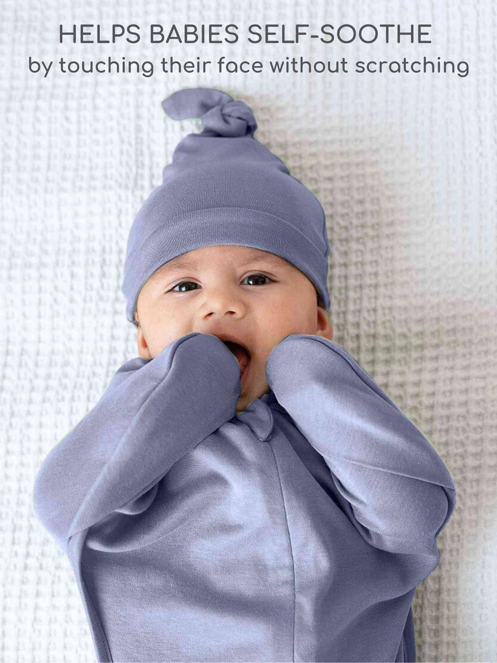 Knitted Bamboo Cotton Arms Up Swaddle Sleeping Pod for Baby - Granite