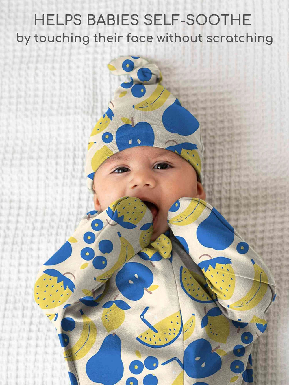 Knitted Bamboo Cotton Arms Up Swaddle Sleeping Pod for Baby - Fruits