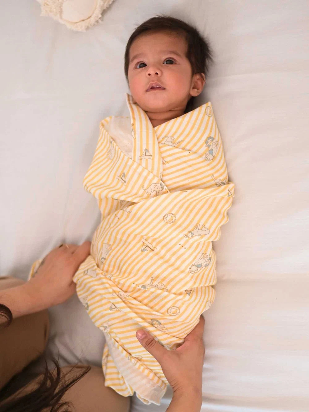 Bamboo Cotton Adjustable Baby Swaddle Wrap - Sandy Knotted