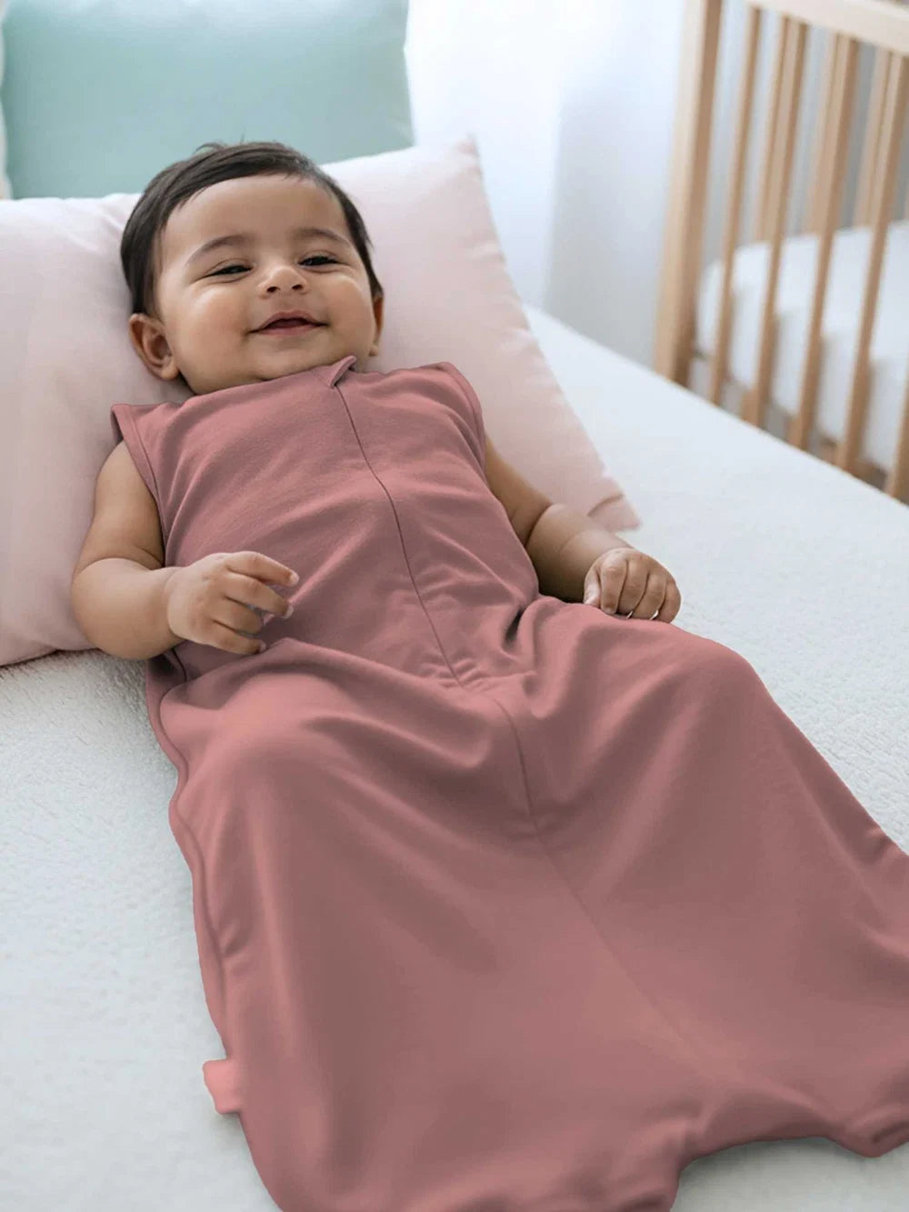 Bamboo Muslin Knitted Solid Sleeping Bag for Baby - Pink