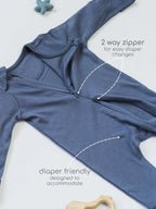 Bamboo Cotton Knitted Sleepsuit Soft, Breathable & Relaxed Fit for Baby - Granite
