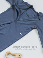 Bamboo Cotton Knitted Sleepsuit Soft, Breathable & Relaxed Fit for Baby - Granite
