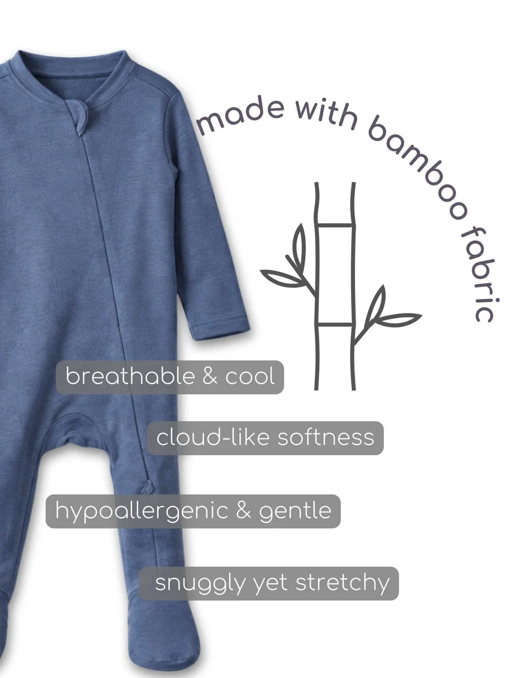 Pannolino gallery: Granite | Bamboo Cotton Footed Sleepsuit