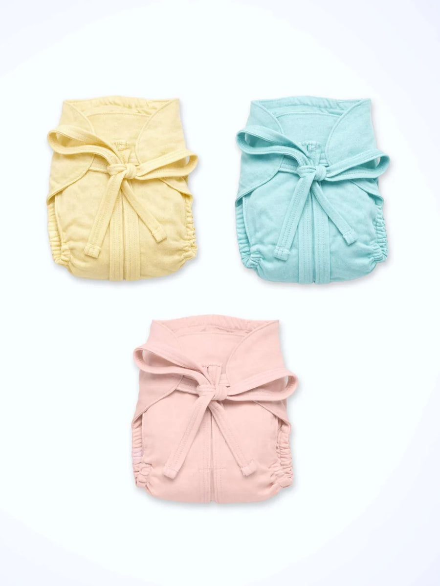 Organic Bamboo Cotton Baby Nappies Pack of 3 - Multicolor