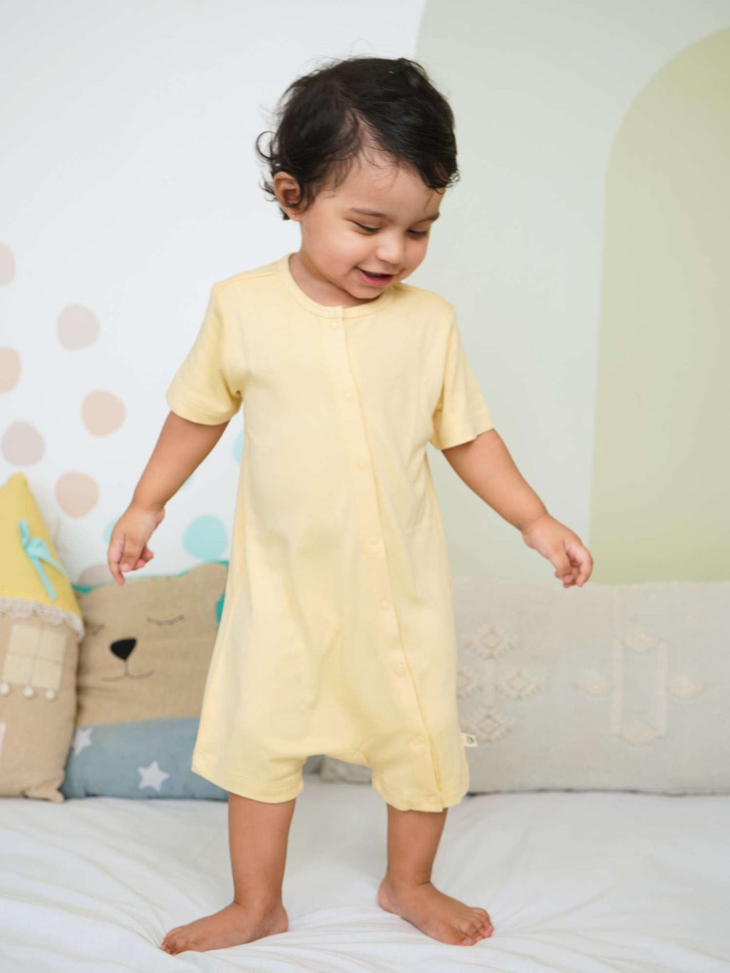 Bamboo Cotton Short Romper for Newborn Baby - Corn - image 2