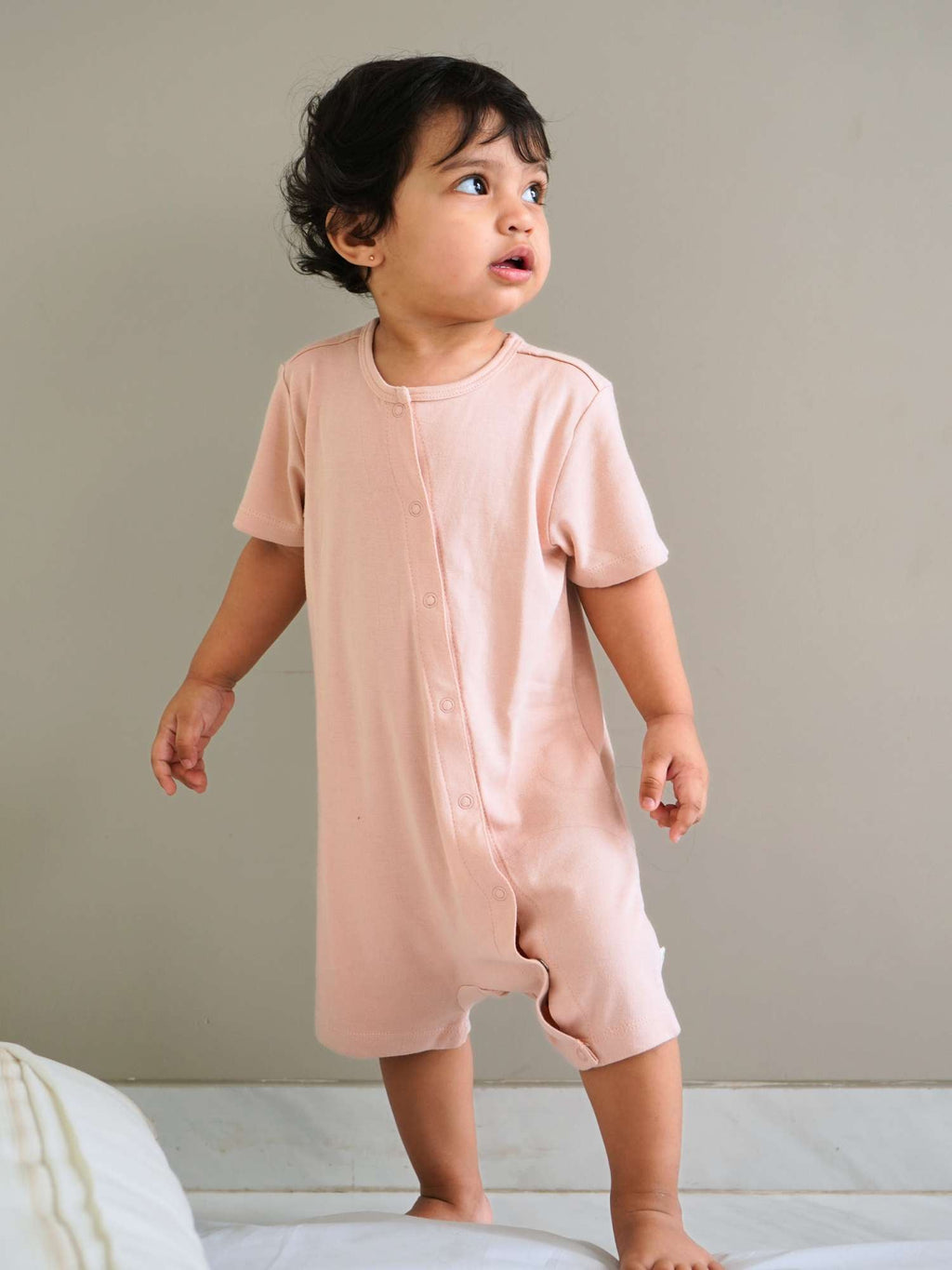 Bamboo Cotton Short Romper for Newborn Baby - Rose - image 2
