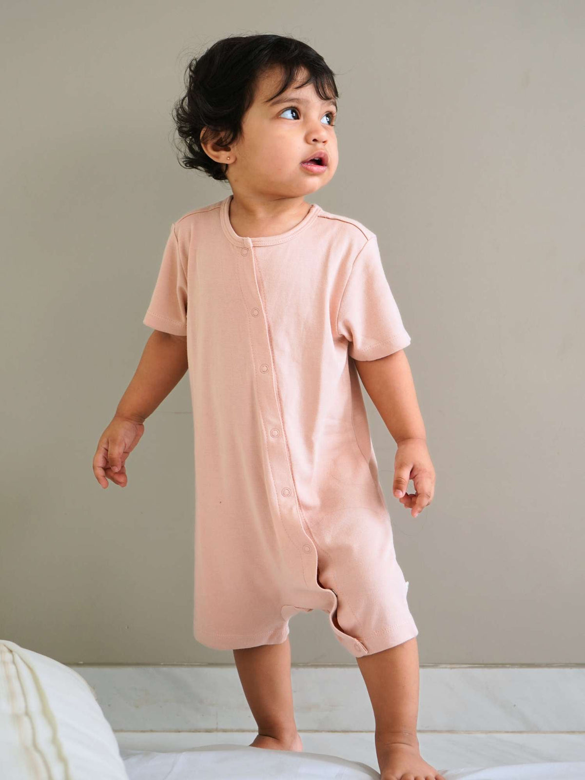 Bamboo Cotton Short Romper for Newborn Baby - Rose - image 2