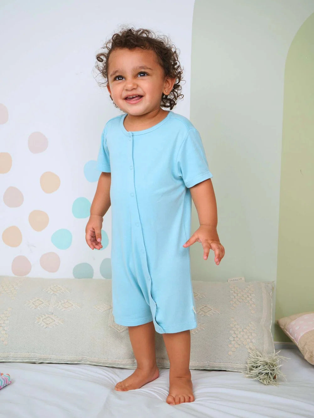 Bamboo Cotton Plain Solid Short Romper for Newborn Baby - Strato