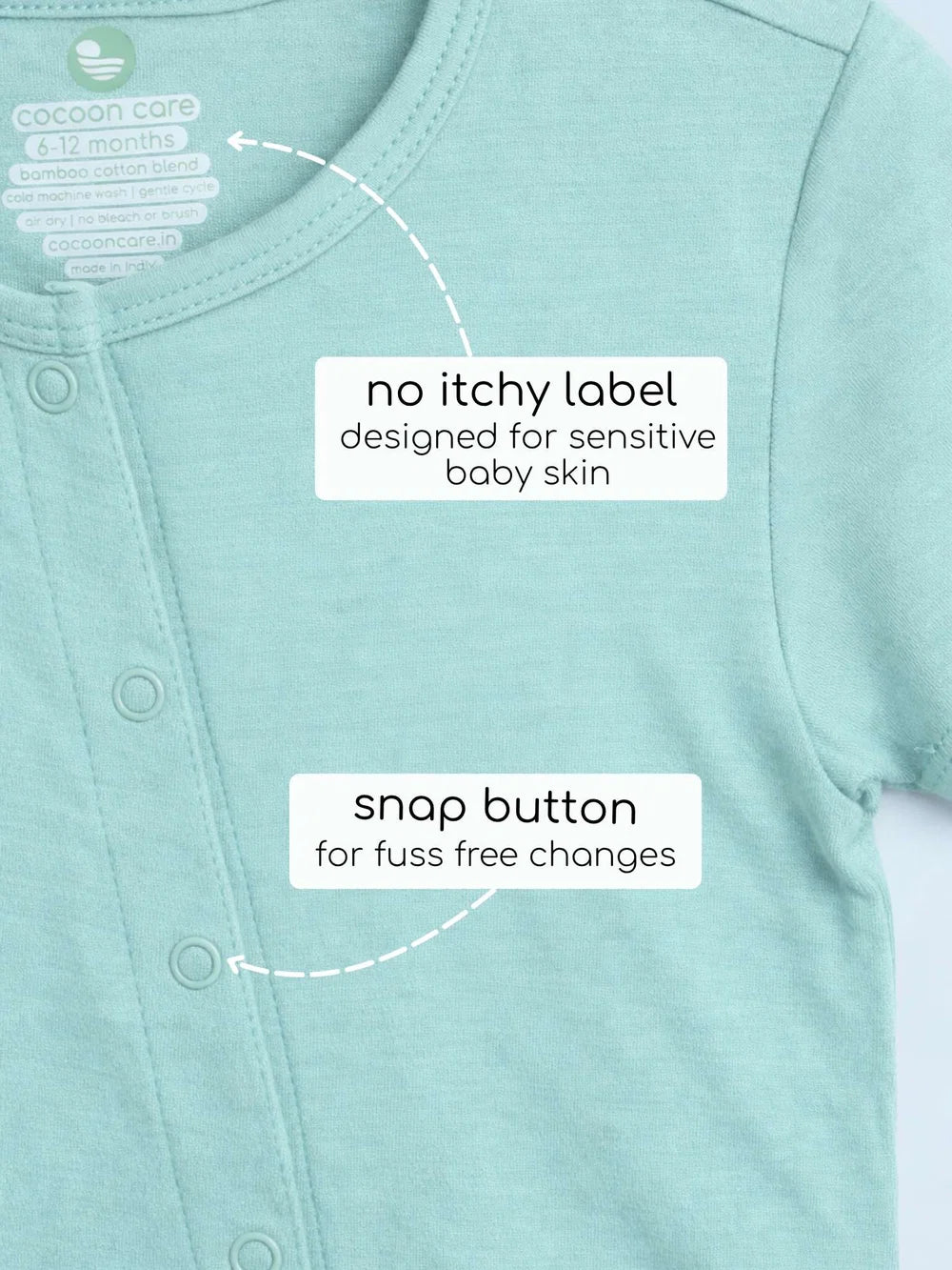 Bamboo Cotton Plain Solid Short Romper for Newborn Baby - Strato