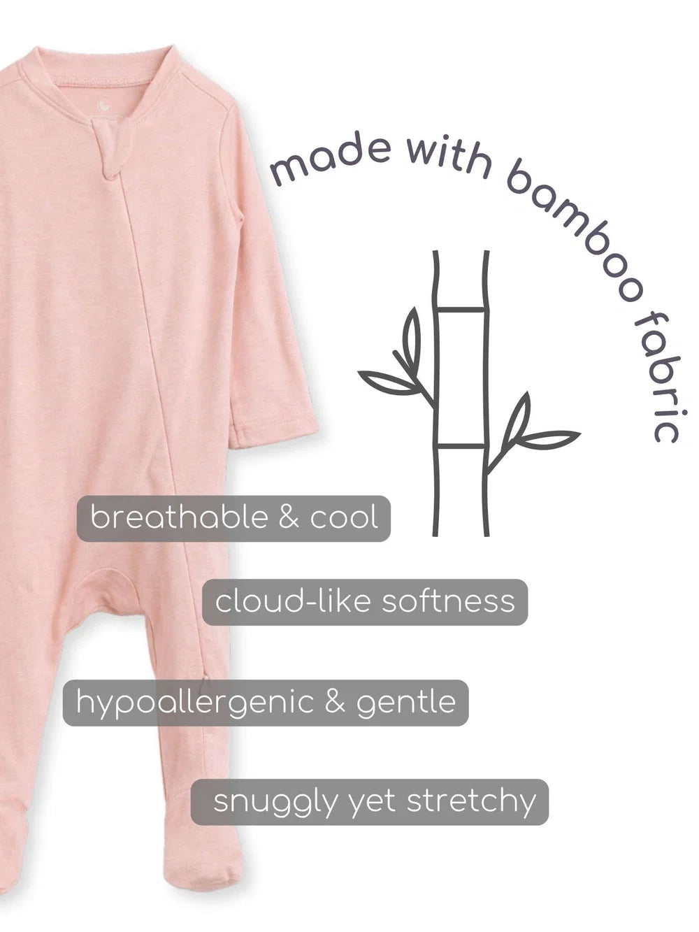 Bamboo Cotton Footed Sleepsuit - Rose
