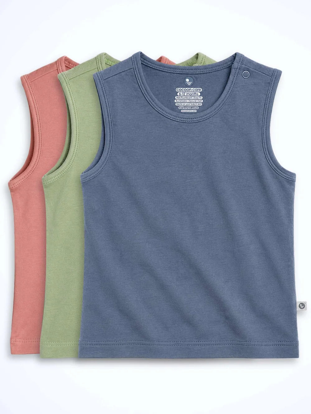 Bamboo Knitted Vest Pack of 3 - Pink Sage Granite  Multicolor