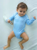 Knitted Full Sleeves Bamboo Bodysuit for Baby - Cerulean