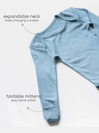 Knitted Full Sleeves Bamboo Bodysuit for Baby - Cerulean