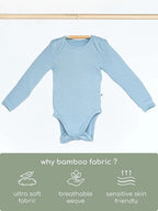 Knitted Full Sleeves Bamboo Bodysuit for Baby - Cerulean
