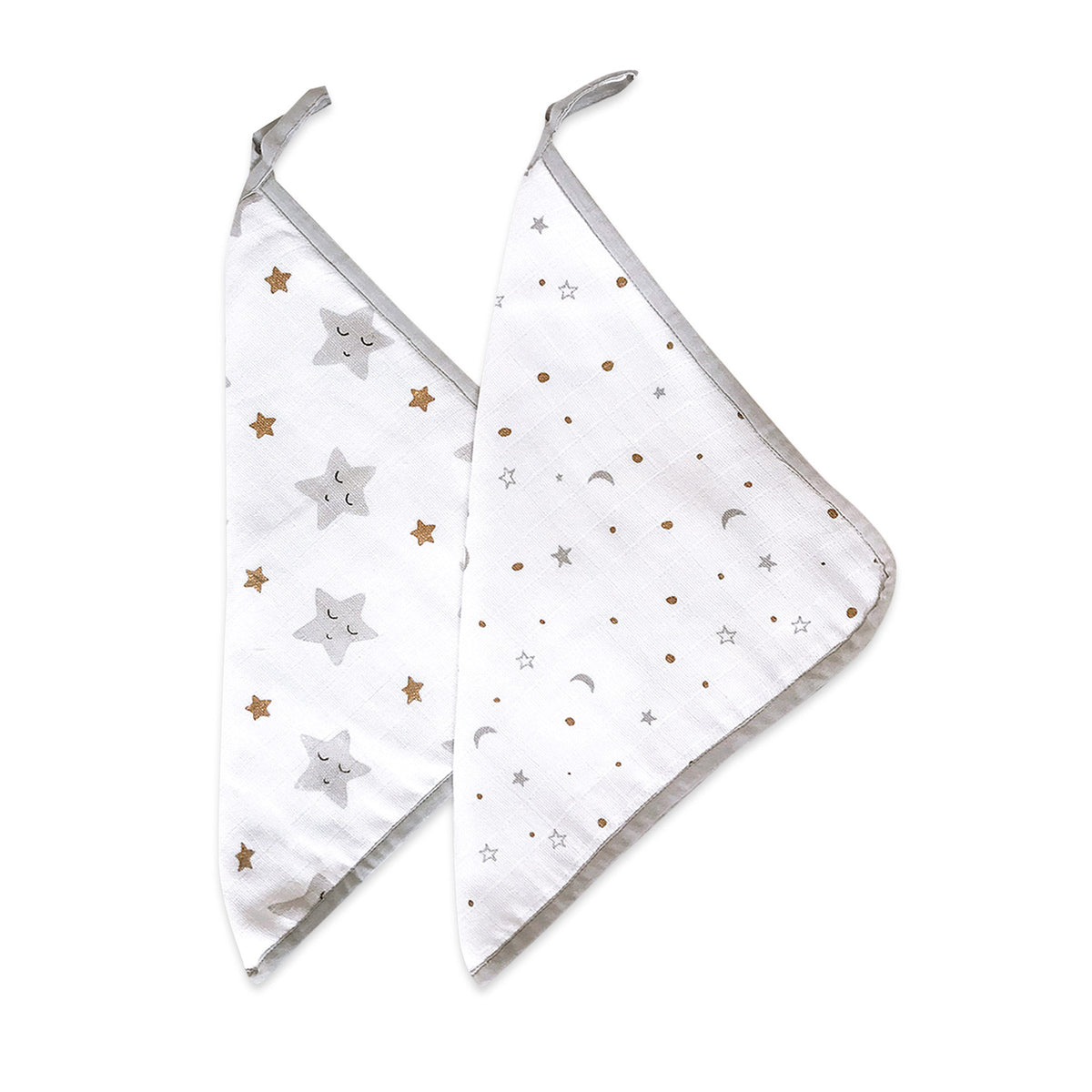 Sleepy Star (Metallic) | Organic Muslin Washcloths (Set of 2)