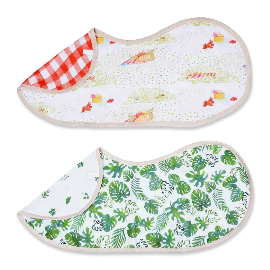 Pannolino gallery: Picnic Party | Bamboo Muslin Burp Cloth & Bib (Pack of 2)