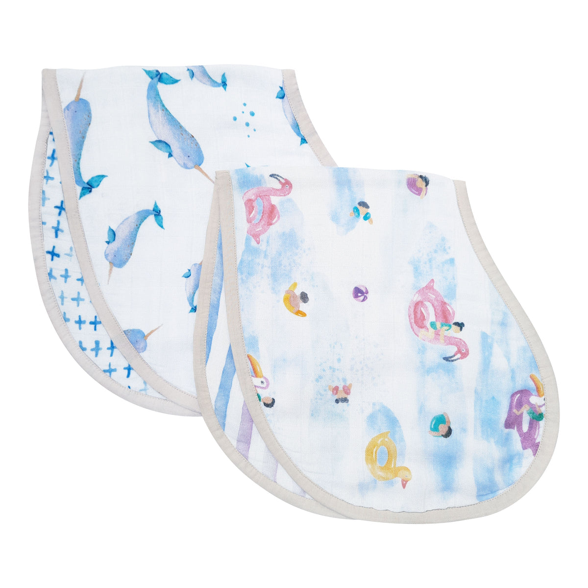 Bamboo Muslin Burp Cloth & Bib (Pack of 2) - Pool Floaties