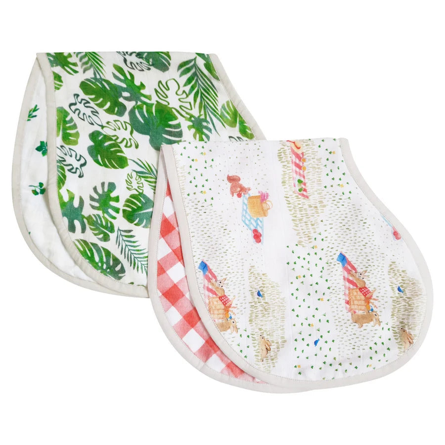 Organic Muslin Burp Cloth & Bib (Pack of 2) - Palm