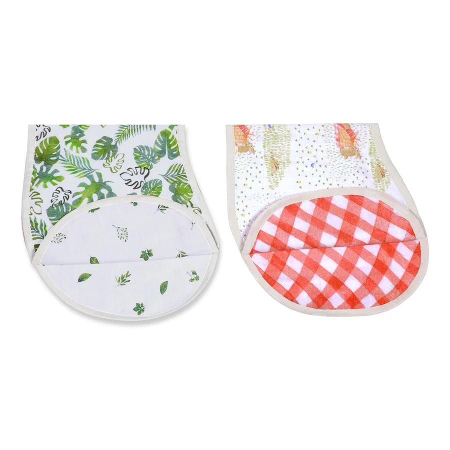 Organic Muslin Burp Cloth & Bib (Pack of 2) - Palm