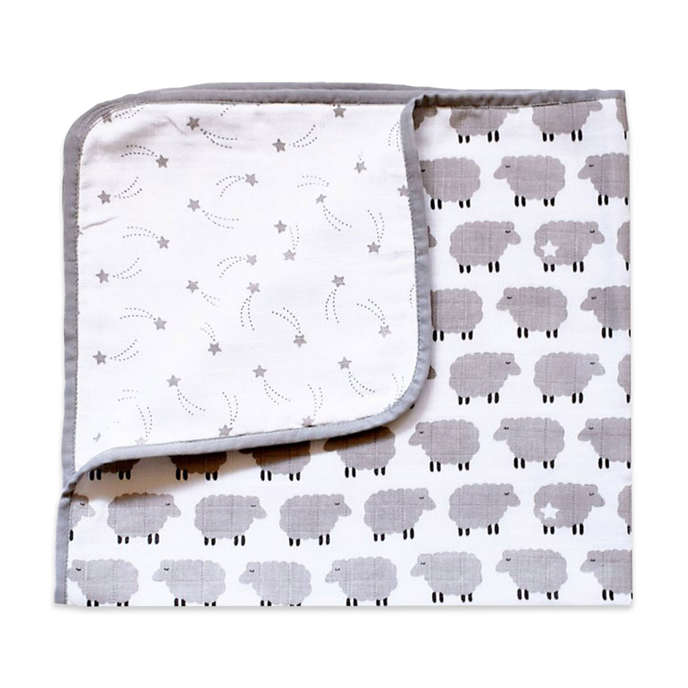 Organic Muslin Stroller Blanket - Up, Up & Away (Blue)