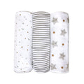 Pannolino gallery: Organic Muslin Swaddles (Set of 3) Sleepy Star (Metallic) | Organic Muslin Swaddles (Set of 3)