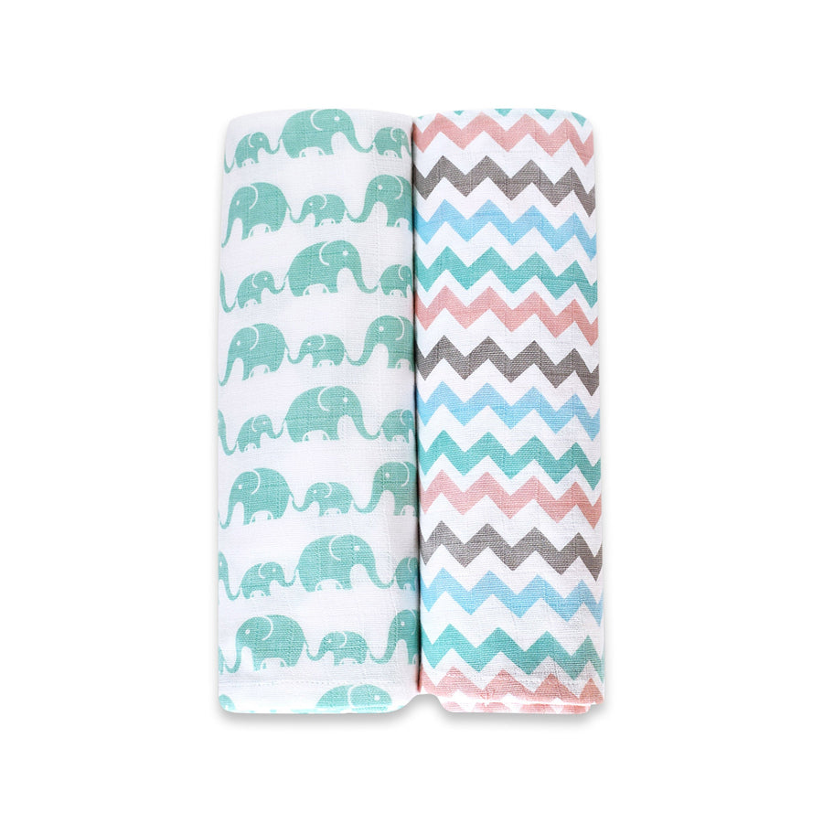 Pannolino gallery: Elephant Parade | Organic Muslin Swaddles (Set of 2)