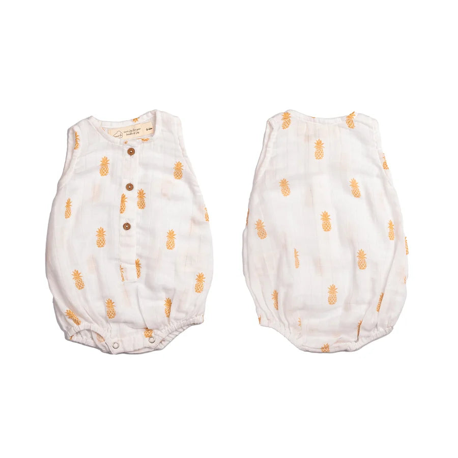 Pannolino gallery: Pineapple Bliss | Organic Muslin Baby Romper (Pack of 3)